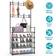 thumbnail image 3 of 5-Tier Entryway Coat Rack Hall Tree Coat Rack and Dustproof Shoe Rack, Entryway Storage Shelf Organizer with 8 Hooks for Bedroom Hallway Office Black, 3 of 12