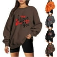 thumbnail image 4 of Crewneck Sweatshirts for Women Valentine's Day Cute Funny Graphic Print Pullover Tops Casual Long Sleeve Shirt(Orange,L), 4 of 4