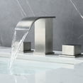 thumbnail image 5 of Waterfall Bathroom Faucet Brushed Nickel - Widespread 2 Handle 8 Inch 3 Hole Bathroom Sink Faucet, Basin Faucet Mixer Taps with cUPC Faucet Supply Line Hoses for Bathroom Restroom Vanity Lavatory, 5 of 9
