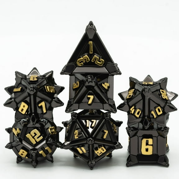 Cusdie Metal Dice Set, 7 Pcs DND Metal Dice, Pinwheel Design Polyhedral Dice Set, for Role Playing Game D&D Dice MTG Pathfinder