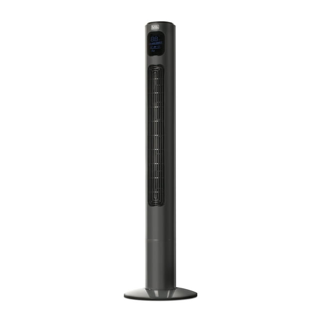 BLACK+DECKER Ventilador de Torre Oscilante de 46 con Pantalla LED y Control Remoto, BFTR146, Gris Carbón