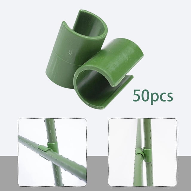50 conectores para enrejado de plantas, ajustables y versátiles, con hebilla cruzada y conexión fija para estacas de jardín. Diámetro 08 cm