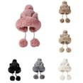 thumbnail image 3 of Women Winter Cartoon Plush Fluffy Cat's Ear Skiing Hat Warm Knitted Hats Fur Beanie Hat Thicken Hat PINK, 3 of 8