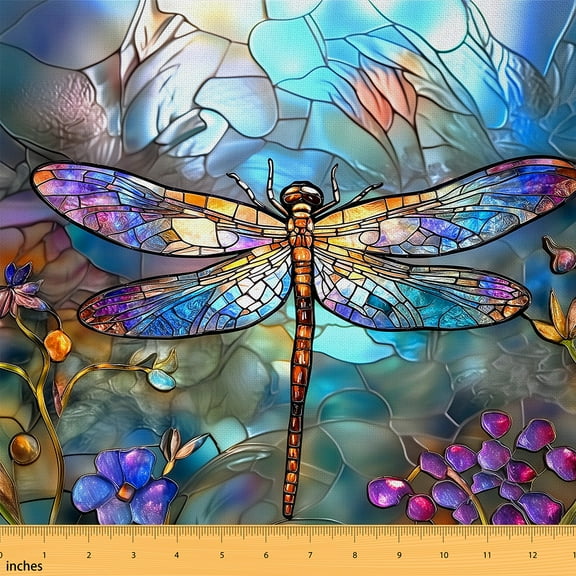 Homewish Western Mandala Dragonfly Fabric by the Yard 1 Yard, Boho Tribal Animal Room Decor Fabric by the Yard, Rustic Framhouse Sewing Fabric, Luxury Bedroom Decor