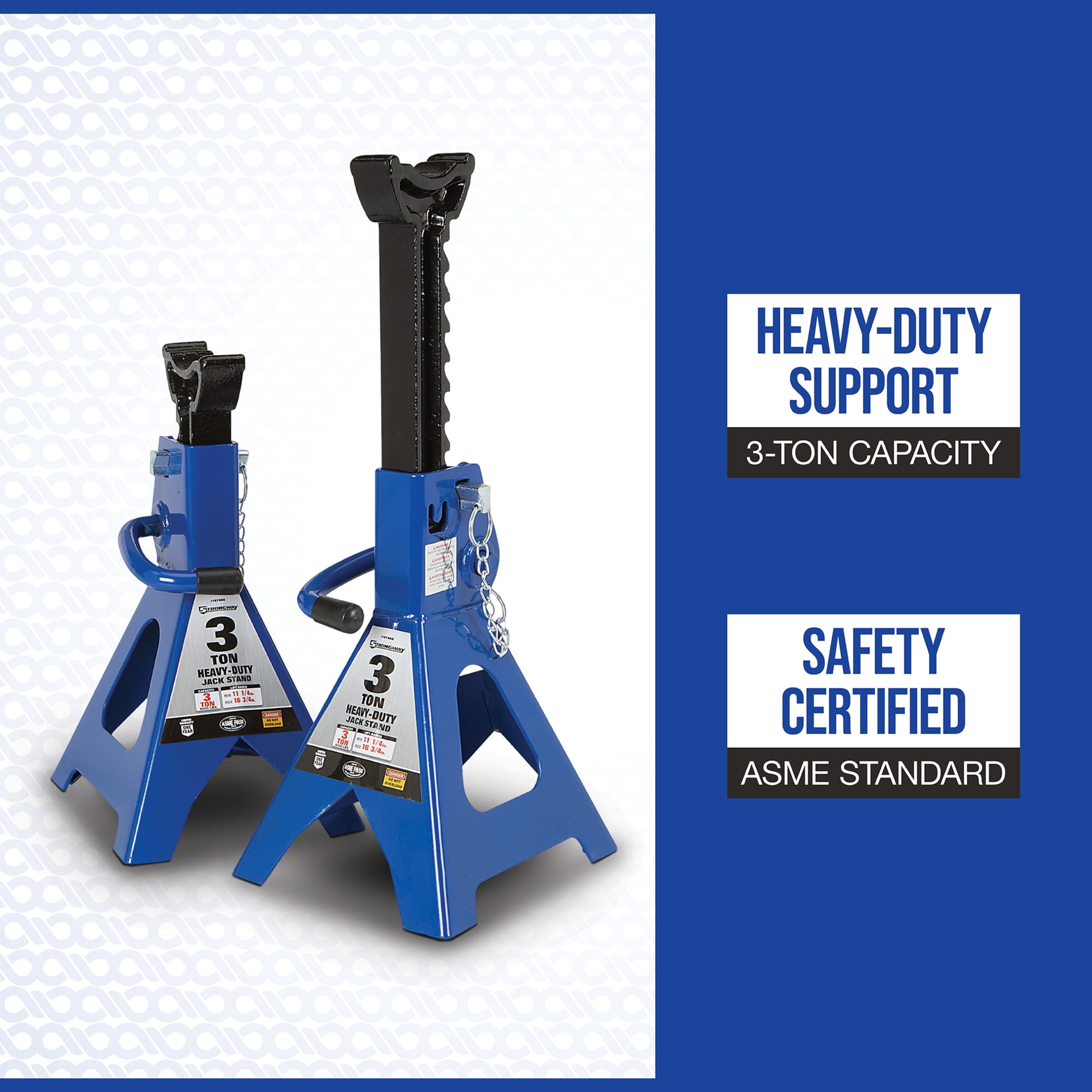 Strongway Double-Locking Jack Stands, Pair, 6000-Lb. Capacity, 11in.–16-3/4in. Lift Range