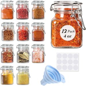 Spice Jars 12 Pack 4oz Small Glass Jars Spice Jars Herb Jars