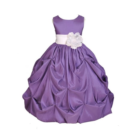 Ekidsbridal Purple Bubble Pick-up Taffeta Flower Girl Dress Christmas Bridesmaid Wedding Pageant Toddler Recital Easter Holiday Communion Birthday Baptism Occasions 301s