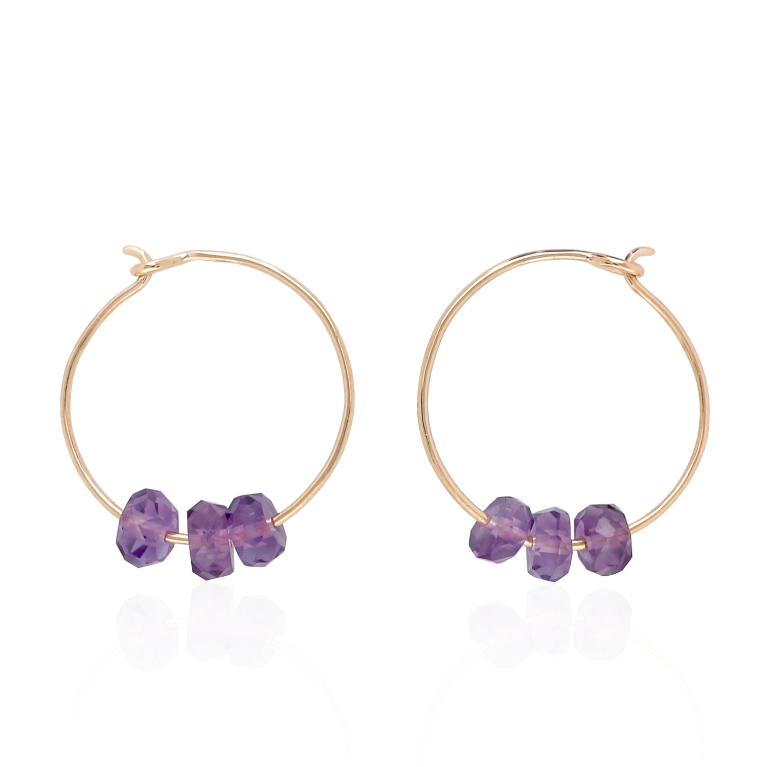 No.89 Amethyst with Apple Blossom Flower Earrings