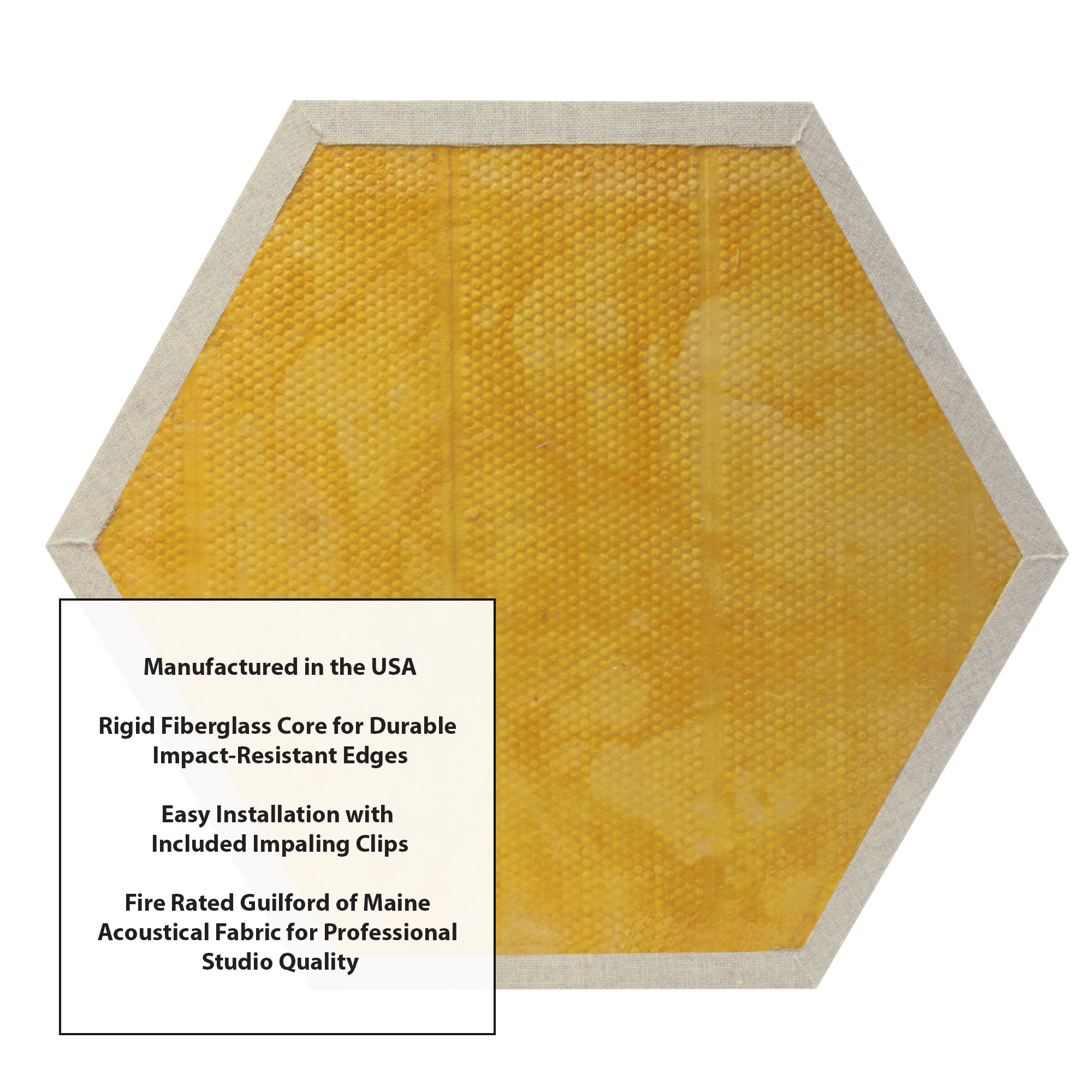 ATS Acoustics Hexagon Fire Rated Sound Absorbing Acoustic Panel 24" x 1" (Platinum)
