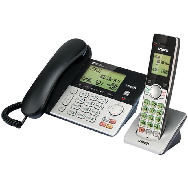 Corded & Cordless 2Handset Telephone System with Dual Caller ID, Black