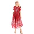 thumbnail image 5 of Sakkas Ronny Lace Embroidered Cap Sleeve Tie Dye Wash Caftan Dress / Cover Up - Fuchsia / Navy - One Size Regular, 5 of 5