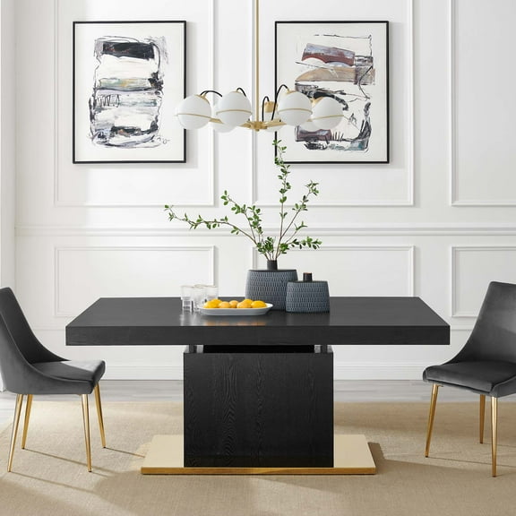 Modway Vector Expandable Dining Table in Black Gold