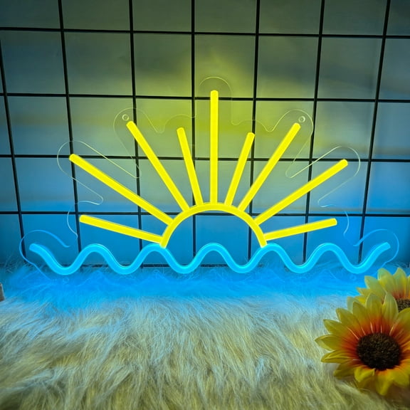 Sunrise Sunset Neon Sign, Sun Wave Led Neon Signs for Wall Decor, Sea Wave Led lights for Man Cave Bedroom, Wedding, Living Room, Party, Bar Decor