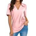 thumbnail image 1 of Hiiyo Polo à Manches Courtes Col en V pour Femmes T-Shirt Décontracté d'Été (S-TTG), 1 of 4