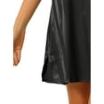 thumbnail image 5 of INSPIRE CHIC Women's Satin Nightgowns V Neck Short Sleeve Striped Sleepshirt Silky Lounge Sleepwear Pajama Dress XS Black, 5 of 6