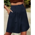 thumbnail image 4 of Zeagoo Womens Bermuda Shorts Casual Back Elastic Waist Wide Leg Shorts Knee Length Cargo with Pockets, 4 of 6