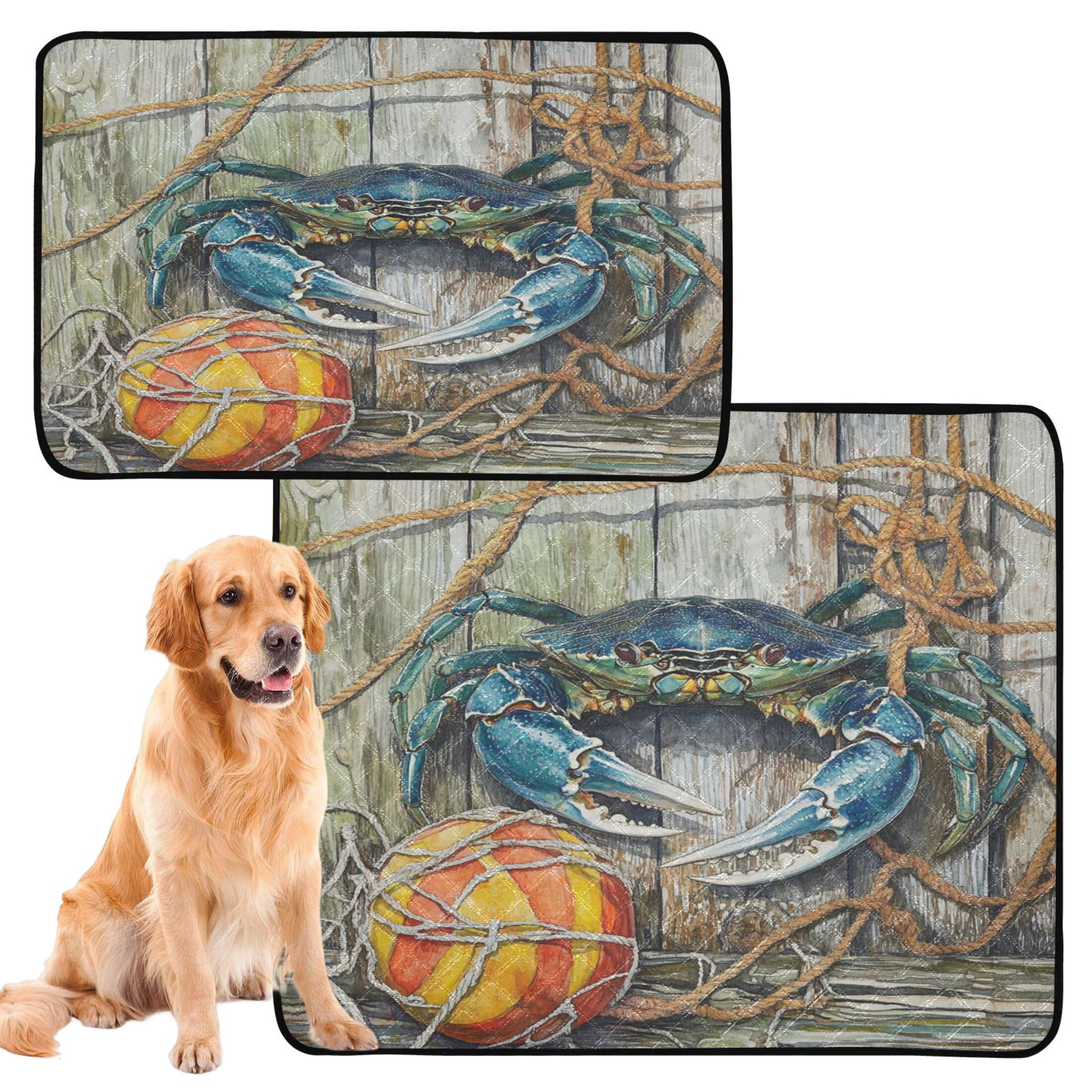 Qxltty Blue Crab Cat litter Pads Pet Set of 3 Diaper Mats Center Anti-leakage Layer Absorbent Soft and Comfortable