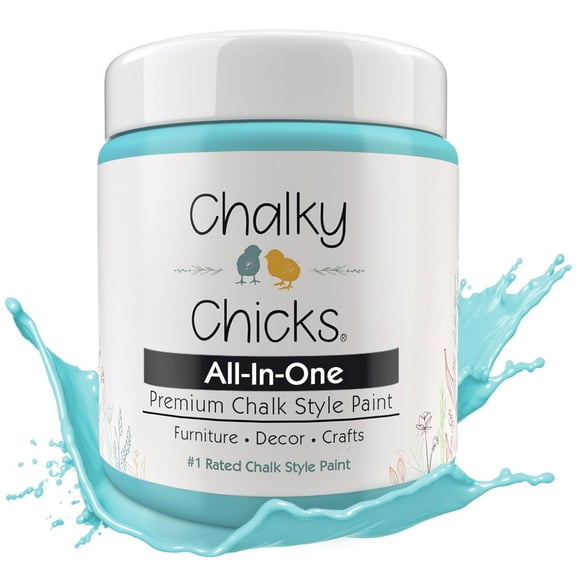 Chalky Chicks 16 Fl Oz Matte Aqua Bay (Aqua Blue) Chalk Paint for Furniture Without Sanding - No Prep Furniture Paint No Sanding All in One for Crafts, Wood, Walls, Cabinet, Metal, Dresser, Farmhouse