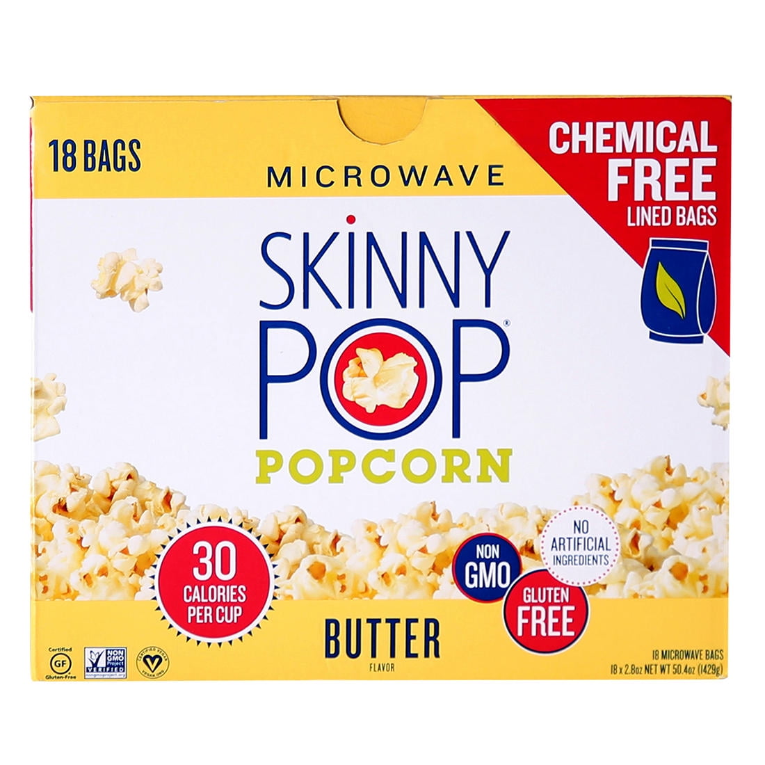 SkinnyPop Butter Flavor Microwave Popcorn, 18 ct.