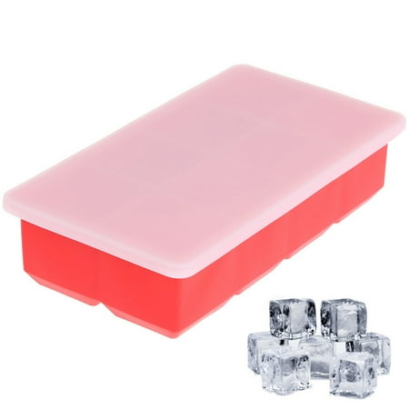 

Kitchen Covered Ice Tray Set With 8 Ice Cubes Molds Flexible Rubber Plastic Stackable Ice Cube Tray Machine Pack