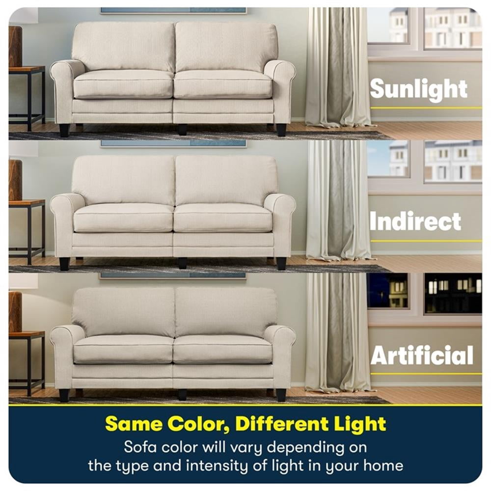 Bowery Hill 61" Rolled Arm Loveseat Sofa with Removable Covers Beige