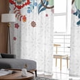 thumbnail image 4 of Bohemian Floral Semi Sheer Curtains 108 Inch Length 2 Panels Set, Retro Abstract Flowers Boho Ethnic Sheer Kitchen Curtain Privacy Voile Window Curtain for Living Room Bedroom Rod Pocket Drapes, 4 of 7