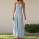 thumbnail image 1 of Vestido Túnica De Verano Vestido maxi ajustado para mujer Estilo elegante Gasa Halter Vestido largo Traje de vacaciones Ygjytge Azul M para Mujer, 1 of 6
