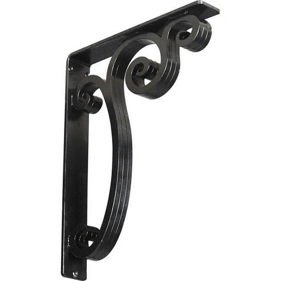 Ekena Millwork BKTM02X12X15TAV 2 x 12 x 15 in. Avery Wrought Iron Bracket - Triple Center Brace Powder Coated, Black
