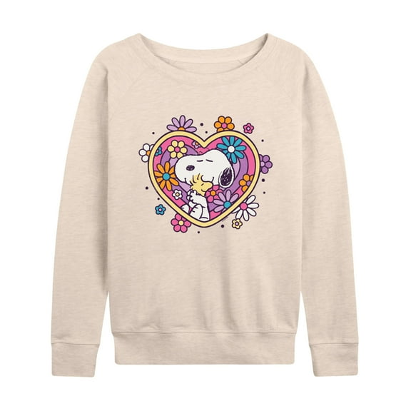 Peanuts - Hug Heart Flower - Women's Lightweight French Terry Long Sleeve Shirt