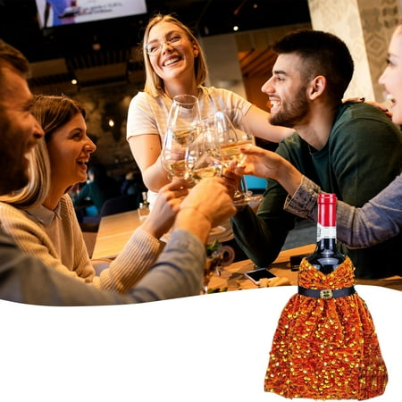 

VikakioozeChristmas Gift Christmas Wine Sleeves Champagne Bottle Sleeves Wine Bottle Bags Velvet Sequin Wine Bottle Bags Dress Up Holiday Arrangement Decoration
