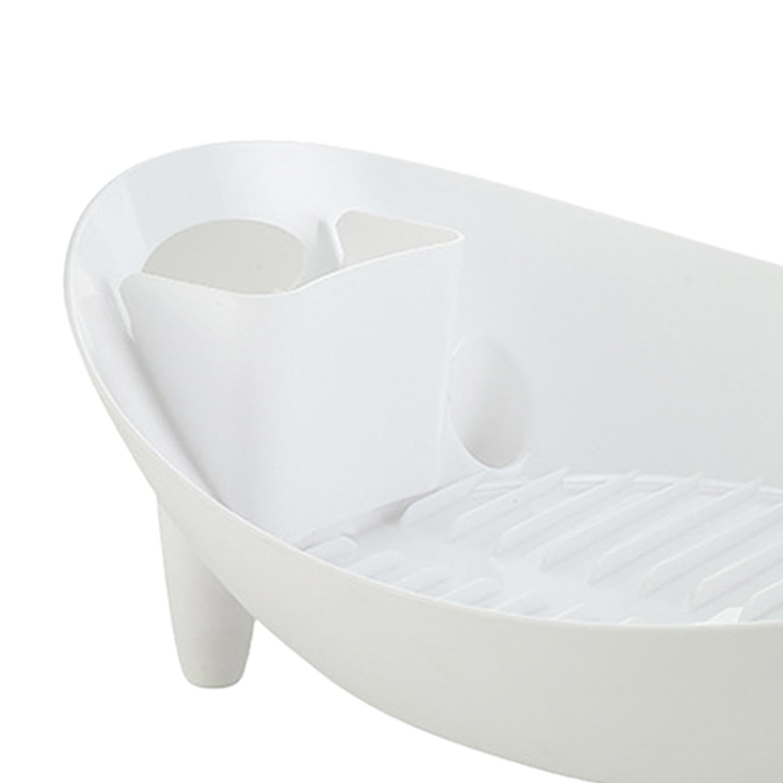 Nishiyuenyi Dish Drying Rack with Water Outlet Multipurpose Durable Kitchen Drain White