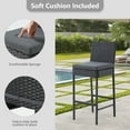 thumbnail image 4 of AVAWING Outdoor Wicker Rattan Bar Stools Set of 2 with Cushion for Lawn, Black, 4 of 7