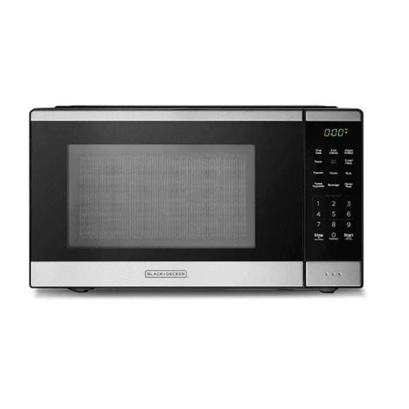 (Manufacturer Refurbished) Black + Decker 0.9 Cu Ft Microwave Oven Countertop , 6 Auto Menus, 10 Power Levels, Digital Panel, 900W Black (EM9P022DY)