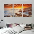 thumbnail image 3 of Nawypu Large Canvas Wall art Ocean Decoration Beach Theme Sunset Wave art Suitable for living room Office Bedroom and other advanced wall art-ocean Sunset Photography-Beach 12''x16''X3 Panels, 3 of 4