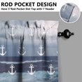 thumbnail image 5 of Kitchen Curtains 36 Inch Short - 3 Panel Set, Nautical Anchor Lighthouse Coastal Design, Rod Pocket Window Curtain for Beach House, Marine Ocean Wave Pattern, Easy Wash, 5 of 6