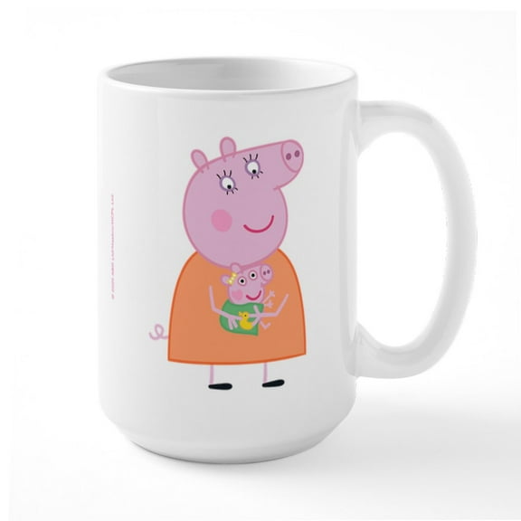 CafePress - Peppa Pig: Holding Baby - 15 oz Ceramic Large White Novelty Mug