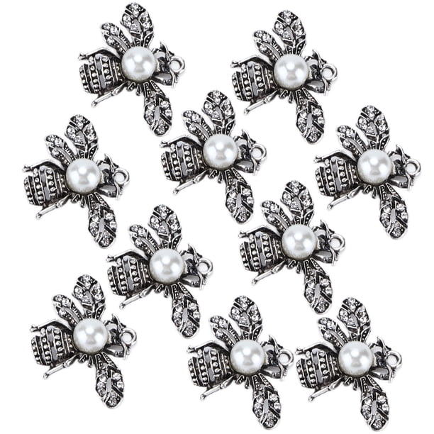 Broches, Resistentes, Duraderos, De Aspecto Delicado, Alfileres De Perlas Para Bolsos, Decoración Para Ropa, Zapatos, Decoración Para Accesorios Para El Cabello, Decoración Octpeak 2.5x3.5cm Plata con Strass