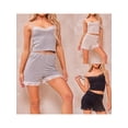 thumbnail image 5 of Suagox Women Summer Pjs Set Lace Trimmed Sleeveless Camisole and Elastic Shorts for 2 Piece Loungewear Soft Sleepwear, 5 of 10