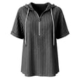 thumbnail image 6 of LEKWK Striped Casual Shirts for Women Hooded Short Sleeve Zipper Tunic Shirts Loose Fit Breathable Comfy Summer Tops Fashion Beach Vacation Daily Wear, 6 of 6