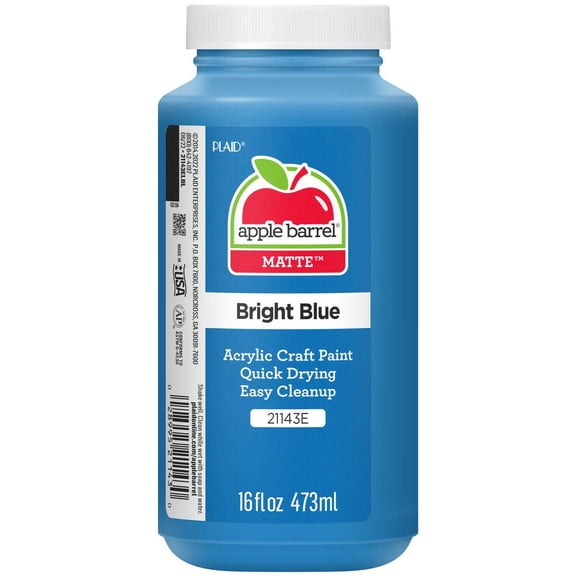 Apple Barrel Acrylic Craft Paint, Matte Finish, Bright Blue, 16 fl oz