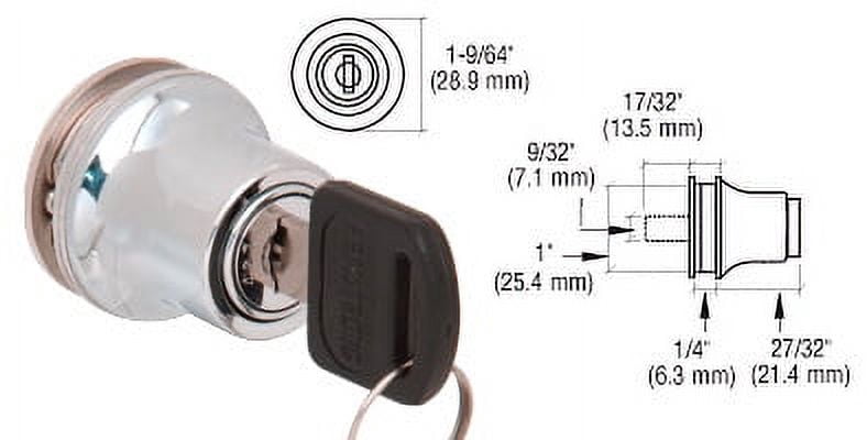 CRL LK50 Polished Chrome Lock for Cabinet Glass Door
