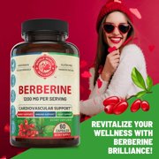Berberine Supplement Capsules 1200mg, Supports Heart and Cardiovascular Wellness. USA Made. 60 Capsules