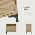 thumbnail image 5 of 2-Drawer Modern End Tables with Rear Charging Station V-shaped Design Matal Legs 2 Pieces for Living Room Walnut, 5 of 5