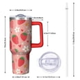 thumbnail image 2 of OBREWU Pink Strawberry Plants Fruit Tumbler with Handle and Lid,Pink Strawberry Plants Fruit 40oz Double Wall Vacuum Insulated Tumbler,Cups Gift for Women and Men, 2 of 7