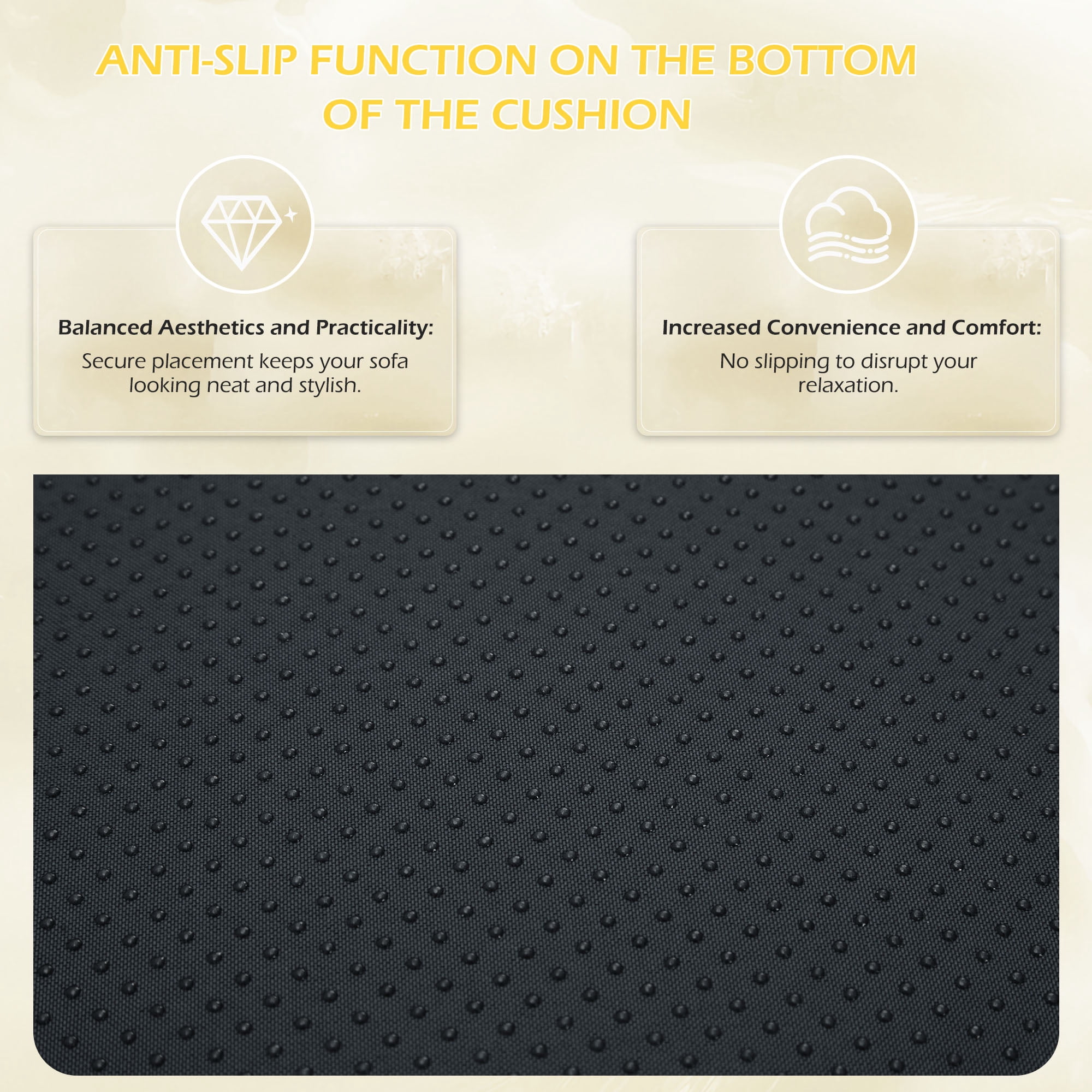HOMREST 25.4 in x 25.4 in Outdoor Replacement Cushions,14-Count Black