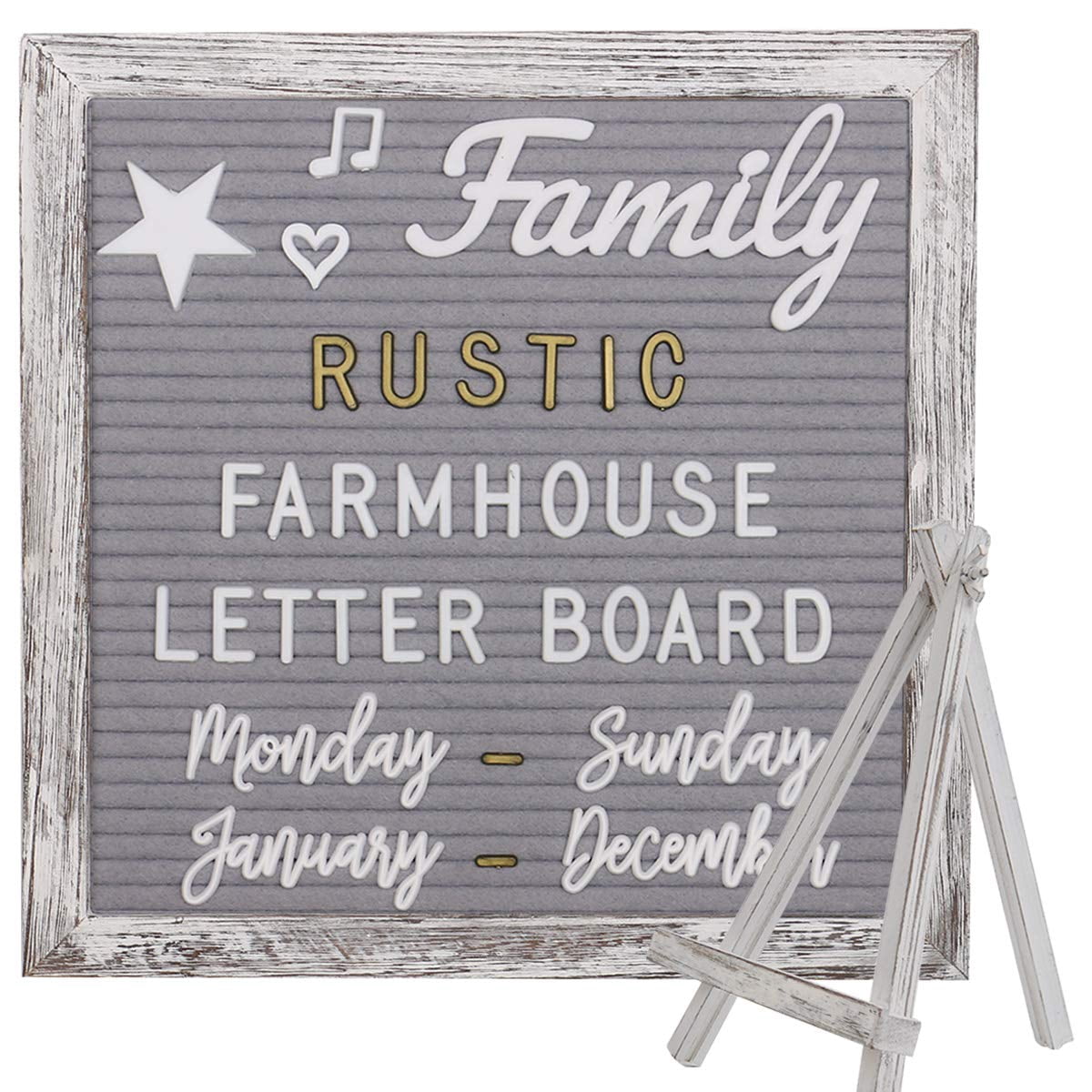 Rustic Felt Letter Board 10x10in Changeable Letter Board Sign with Precut Letters, Gray Felt Message Board with Farmhouse Wooden Frame, Baby Announcement Sign, Pregnancy Milestones Room Office Decor