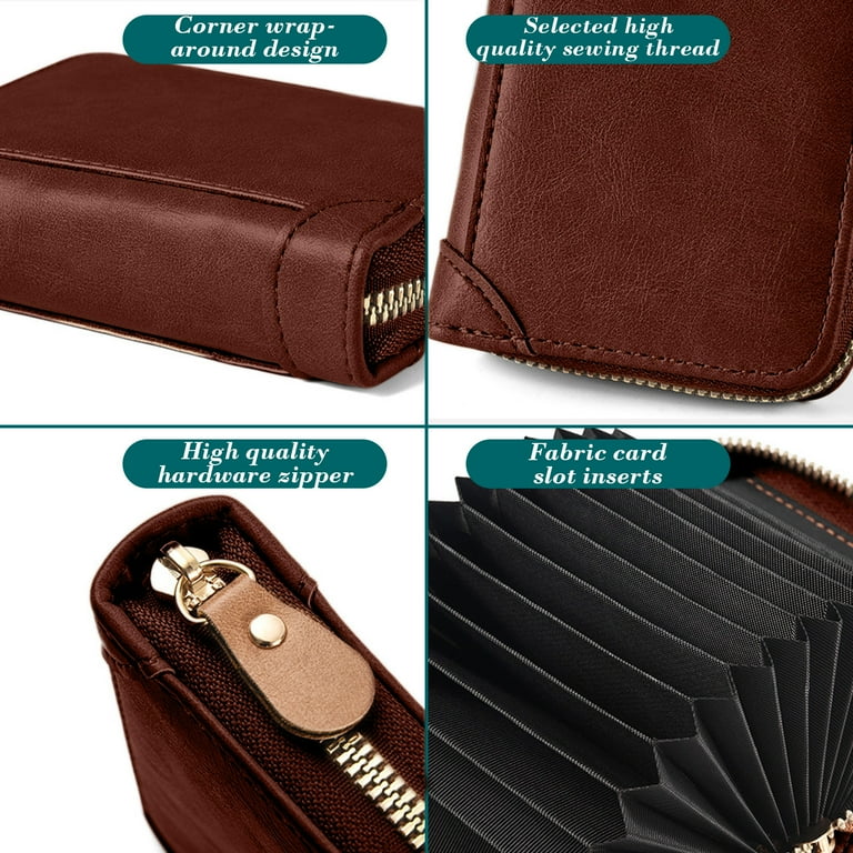 OutmaxHome Credit Card Holder Genuine Leather Small Card Wallet