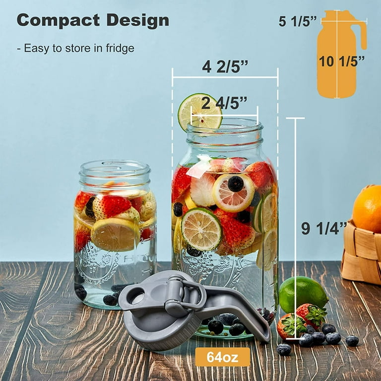 Cold Brew Coffee Maker Mason Jar 2 Quart Iced Coffee Pitcher 64oz With  Filter Half Gallon Glass Mason Pitcher Spout Lid With Handle For Fridge  Iced