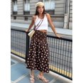 thumbnail image 5 of Women's Polka Dot High Waist Light-Weight Gathered Hem Casual Flowy A Line Midi Skirt Brown S, 5 of 10