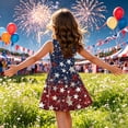 thumbnail image 6 of CCRFTGI 4th of July Dresses for Child Girls Size 10-12 Summer Patriotic American Flag Stars Mini Dress Party Crew Neck Independence Day Sleeveless Girls Clothes Fashion Dresses Navy 3-4 Years, 6 of 9